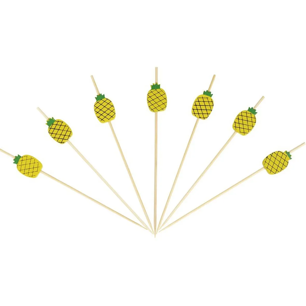Gifi Pique pour apéritif décor pastéque, ananas, cactus ou flamand rose en bambou x30| Vaisselle Et Accessoires De Table