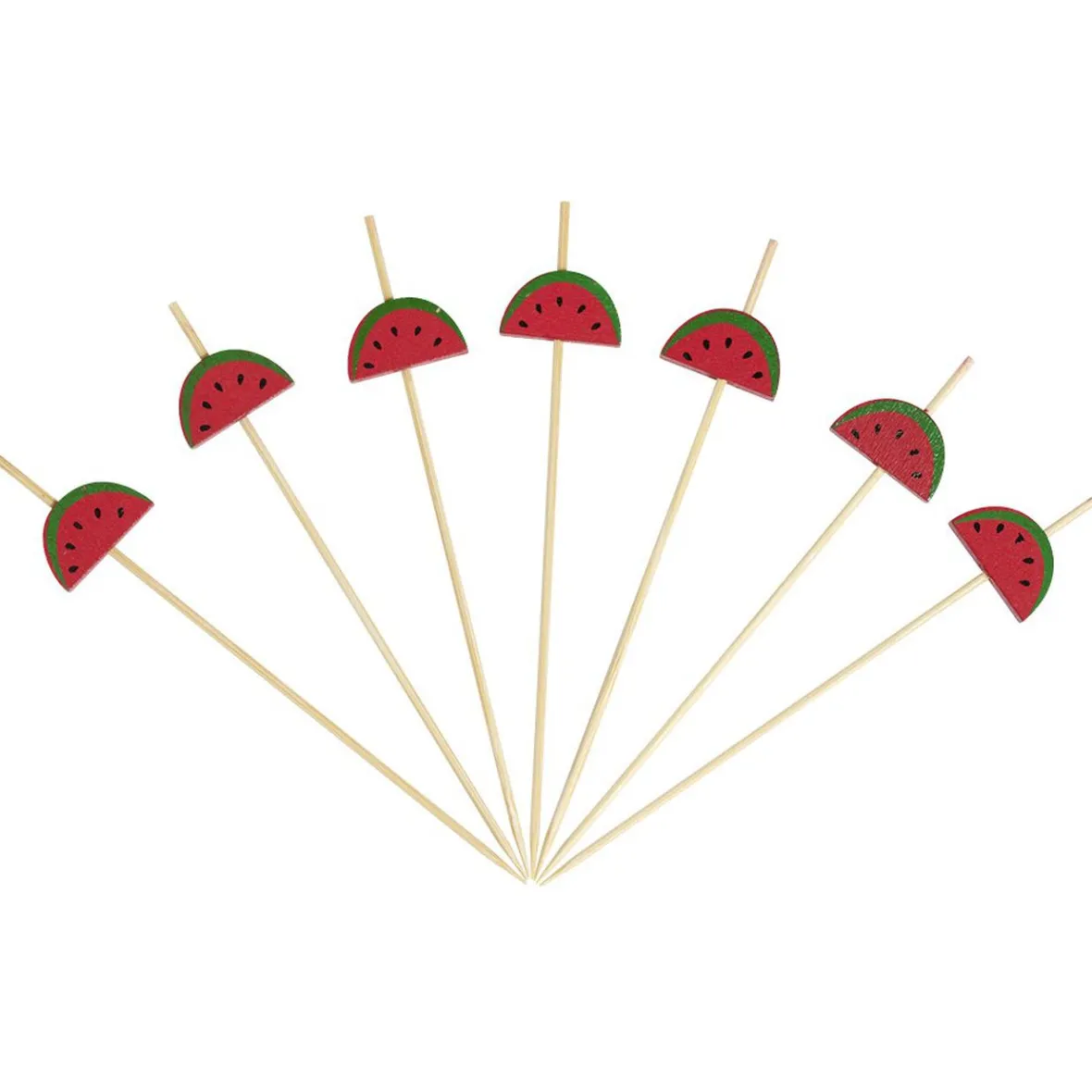 Gifi Pique pour apéritif décor pastéque, ananas, cactus ou flamand rose en bambou x30| Vaisselle Et Accessoires De Table