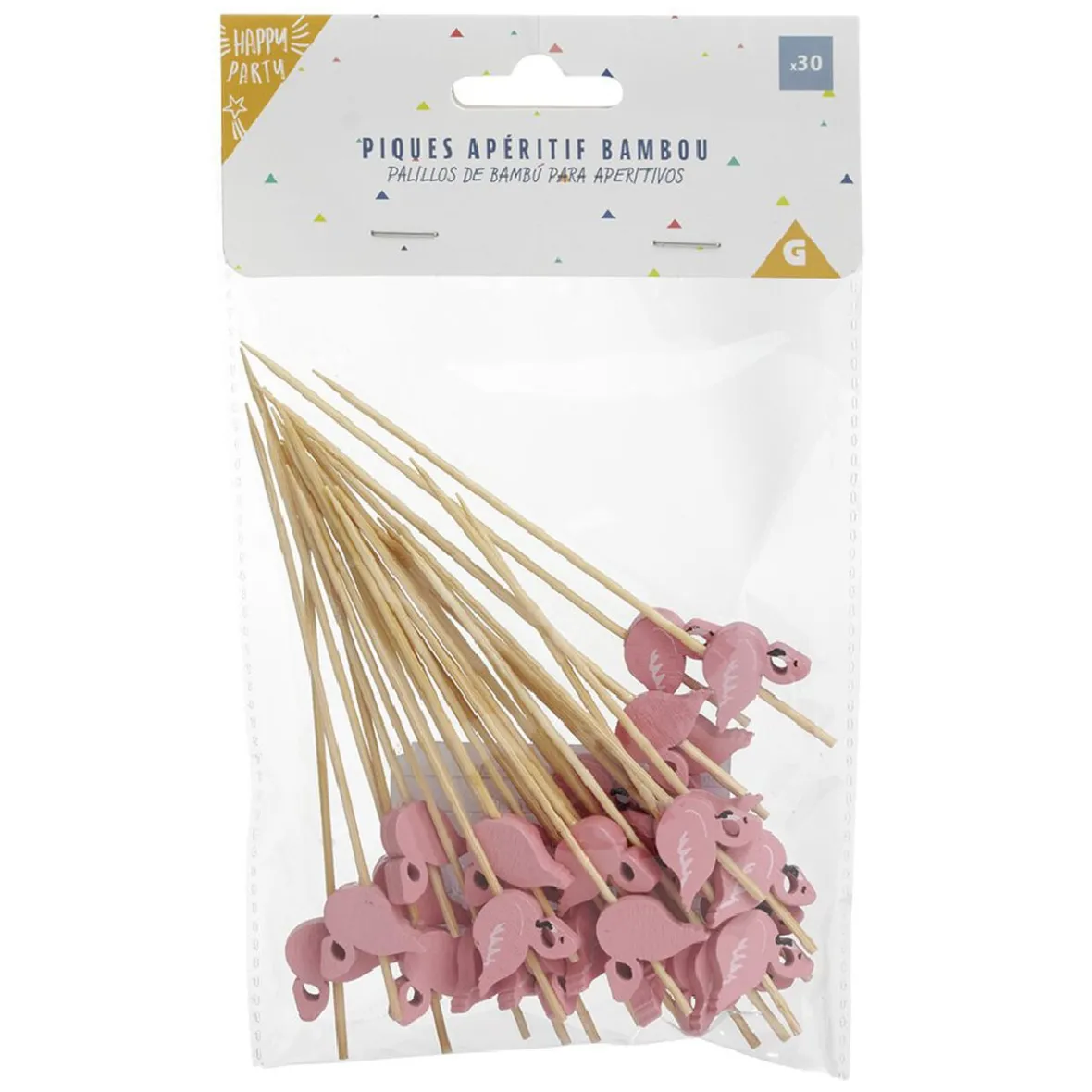 Gifi Pique pour apéritif décor pastéque, ananas, cactus ou flamand rose en bambou x30| Vaisselle Et Accessoires De Table