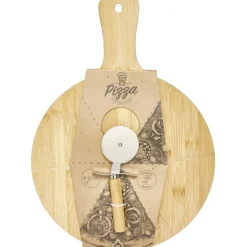 Préparation Culinaire<Gifi Planche à découper 6 parts en bambou Ø32cm avec roulette à pizza