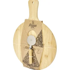 Préparation Culinaire<Gifi Planche à découper 6 parts en bambou Ø32cm avec roulette à pizza