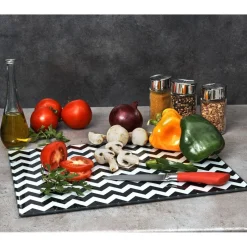 Préparation Culinaire<Gifi Planche à découper noire et blanche motif zigzag