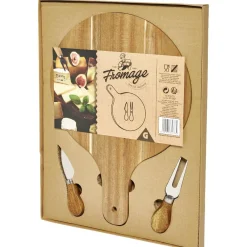 Préparation Culinaire<Gifi Planche à servir en bambou Ø25cm avec accessoires pour fromage x2