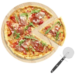 Préparation Culinaire<Gifi Planche ronde en bois et roulette à pizza