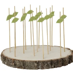 Vaisselle Et Accessoires De Table<Gifi Planche support à pics apéritifs ronde en bois déco feuille