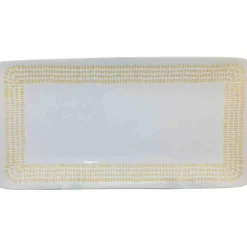 Gifi Plat à cake blanc contour grains de riz jaunes| Vaisselle Et Accessoires De Table