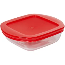 Cuisson<Gifi Plat à four carré en verre couvercle plastique