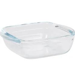 Cuisson<Gifi Plat à four carré en verre couvercle plastique