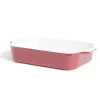 Cuisson<Gifi Plat à four en grès blanc et rouge 35,7x20xH6,7cm