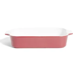 Cuisson<Gifi Plat à four en grès blanc et rouge 35,7x20xH6,7cm