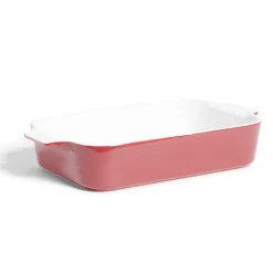 Cuisson<Gifi Plat à four en grès blanc et rouge 35,7x20xH6,7cm