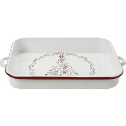 Cuisson<Gifi Plat à four émaillé Noël blanc et rouge