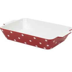 Cuisson<Gifi Plat à four rectangulaire rouge à pois blancs