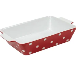 Cuisson<Gifi Plat à four rectangulaire rouge à pois blancs