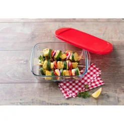 Cuisson<Gifi Plat à four rectangulaire en verre couvercle plastique