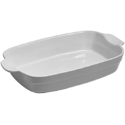 Cuisson<Gifi Plat à four rectangulaire avec poignées gris et blanc en grès émaillé