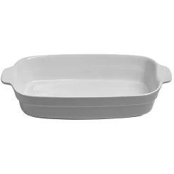 Cuisson<Gifi Plat à four rectangulaire avec poignées gris et blanc en grès émaillé
