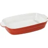 Cuisson<Gifi Plat à four rectangulaire avec poignées rouge et blanc