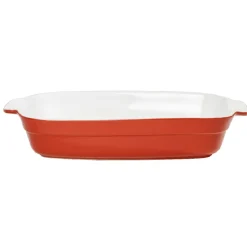 Cuisson<Gifi Plat à four rectangulaire avec poignées rouge et blanc