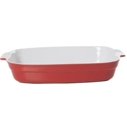 Cuisson<Gifi Plat à four rectangulaire rouge blanc grand format