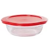 Cuisson<Gifi Plat à four rond en verre couvercle plastique