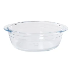 Cuisson<Gifi Plat à four rond en verre couvercle plastique