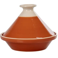 Cuisson<Gifi Plat à tajine en faïence rouge brique et blanc ivoire