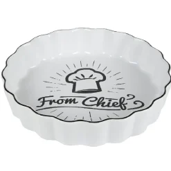 Cuisson<Gifi Plat à tarte blanc motif toque noire "From Chief"
