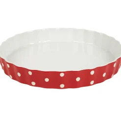Cuisson<Gifi Plat à tarte rouge à pois blancs