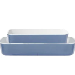 Cuisson<Gifi Plat cuisson rectangulaire exterieur bleu interieur blanc 1L 2L x2