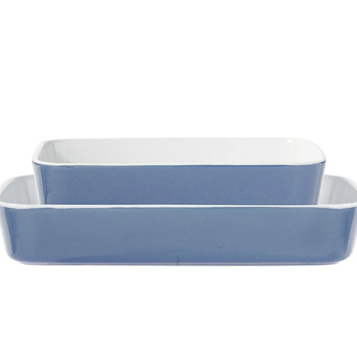 Cuisson<Gifi Plat cuisson rectangulaire exterieur bleu interieur blanc 1L 2L x2