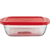 Cuisson<Gifi Plat de cuisson carré en verre avec couvercle en plastique 1 L