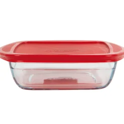 Cuisson<Gifi Plat de cuisson carré en verre avec couvercle en plastique 1 L