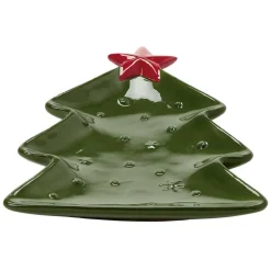 Gifi Plat service sapin en céramique vert| Vaisselle Et Accessoires De Table
