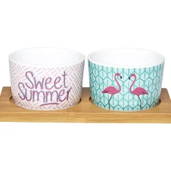 Gifi Plateau + 2 coupelles apéritif motif flamant rose| Vaisselle Et Accessoires De Table