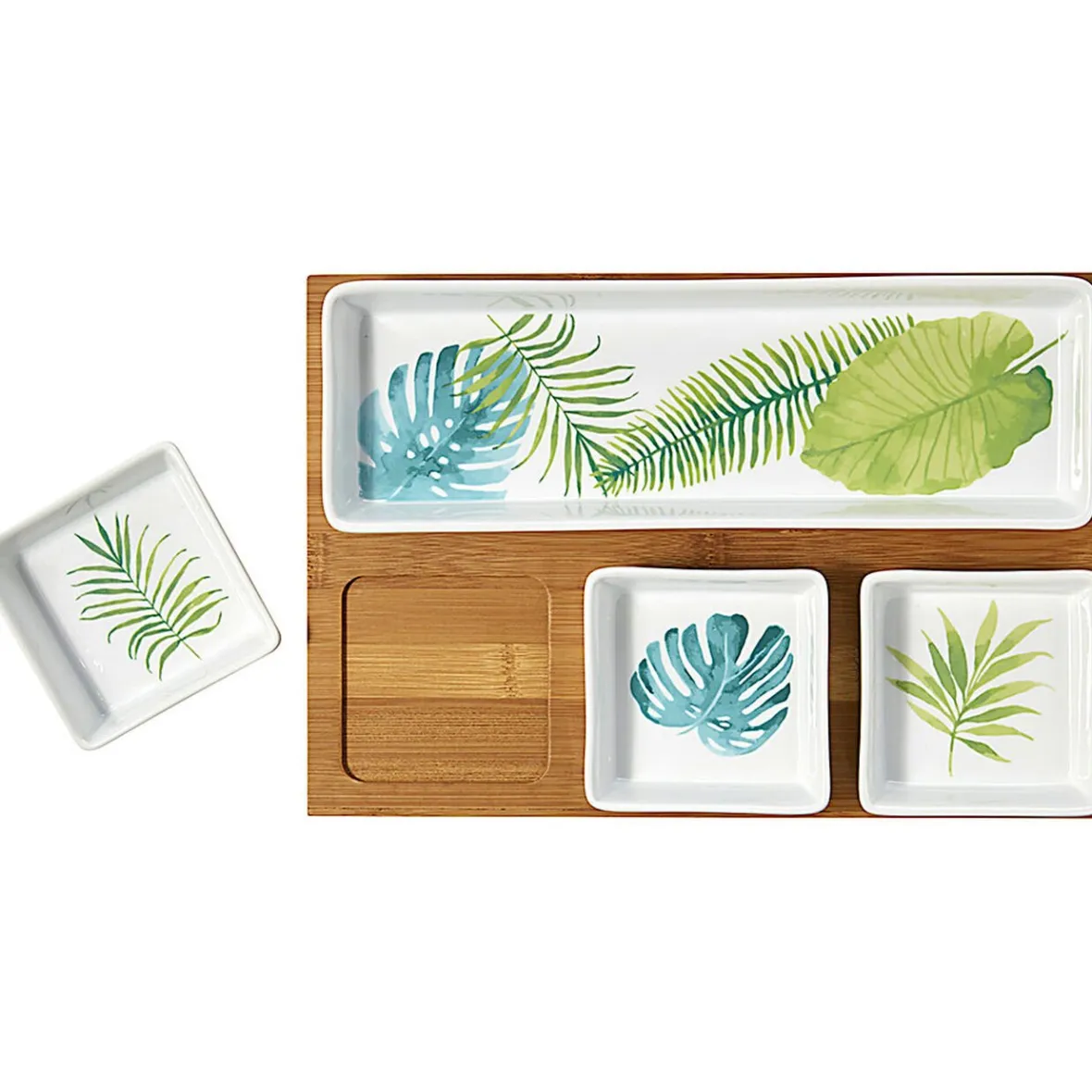 Gifi Plateau + 4 coupelles motif jungle| Vaisselle Et Accessoires De Table