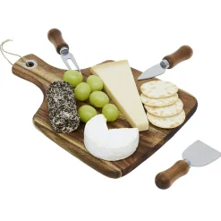 Gifi Plateau à fromage en bois avec 3 couteaux| Vaisselle Et Accessoires De Table