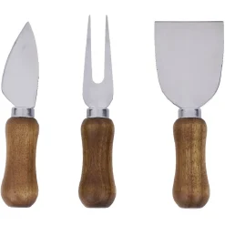 Gifi Plateau à fromage en bois avec 3 couteaux| Vaisselle Et Accessoires De Table