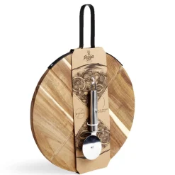 Préparation Culinaire<Gifi Plateau à pizza en bois avec roulette en acier
