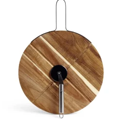 Préparation Culinaire<Gifi Plateau à pizza en bois avec roulette en acier