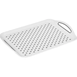 Gifi Plateau antidérapant avec poignées blanc picots gris| Vaisselle Et Accessoires De Table