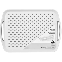 Gifi Plateau antidérapant avec poignées blanc picots gris| Vaisselle Et Accessoires De Table