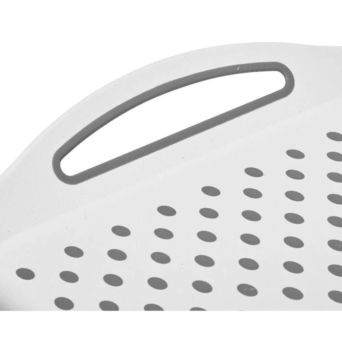 Gifi Plateau antidérapant avec poignées blanc picots gris| Vaisselle Et Accessoires De Table