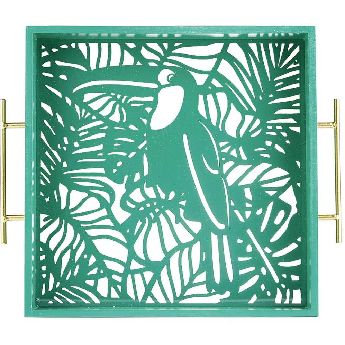 Gifi Plateau avec motif tropicaux découpe et fond en verre| Vaisselle Et Accessoires De Table