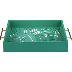 Gifi Plateau avec motif tropicaux découpe et fond en verre| Vaisselle Et Accessoires De Table