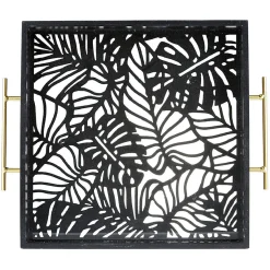 Gifi Plateau avec motif tropicaux découpe et fond en verre| Vaisselle Et Accessoires De Table