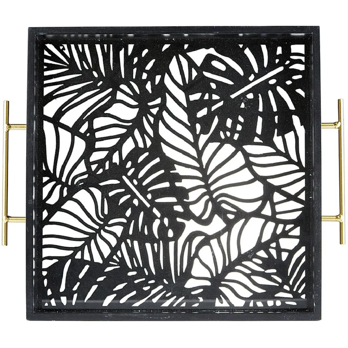 Gifi Plateau avec motif tropicaux découpe et fond en verre| Vaisselle Et Accessoires De Table