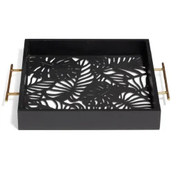 Gifi Plateau avec motif tropical ajouré et fond en verre| Vaisselle Et Accessoires De Table