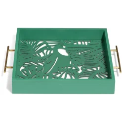 Gifi Plateau avec motif tropical ajouré et fond en verre| Vaisselle Et Accessoires De Table