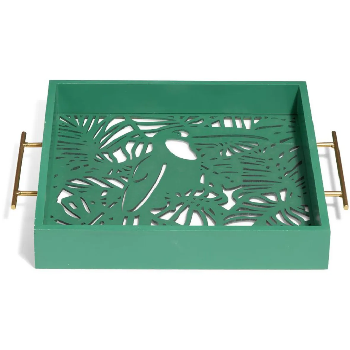 Gifi Plateau avec motif tropical ajouré et fond en verre| Vaisselle Et Accessoires De Table